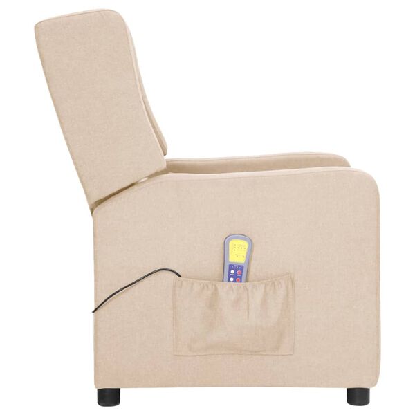 vidaXL Massagestoel stof cr&egrave;mekleurig