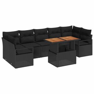 vidaXL Tuin Sofa Set met kussen 8 pcs Zwart en Bruin