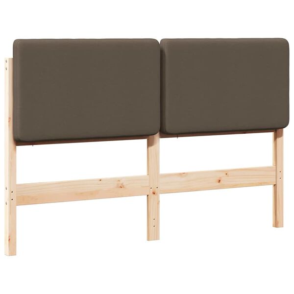 vidaXL Gestoffeerd hoofdbord Bruin en Taupe 140 cm Massief grenenhout