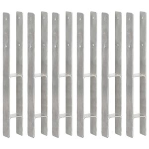 vidaXL Grondankers 6 st 7x6x60 cm gegalvaniseerd staal zilverkleurig