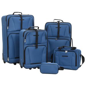 vidaXL 5-delige Kofferset stof blauw