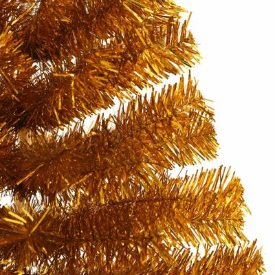 vidaXL Kunstkerstboom half met standaard 120 cm PET goudkleurig