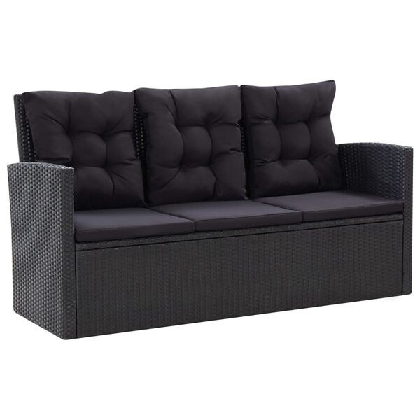 vidaXL 6-delige Loungeset met kussens poly rattan zwart