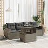 vidaXL 5-delige Loungeset met kussens poly rattan grijs