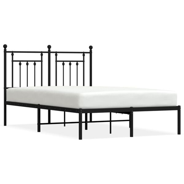 vidaXL Bedframe met hoofdbord metaal zwart 120x200 cm