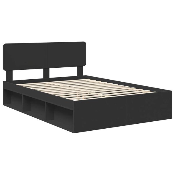 vidaXL Bedframe met hoofdeinde Zwart 150 x 200 cm Massief grenenhout