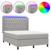 vidaXL Boxspring met matras en LED stof lichtgrijs 140x190 cm