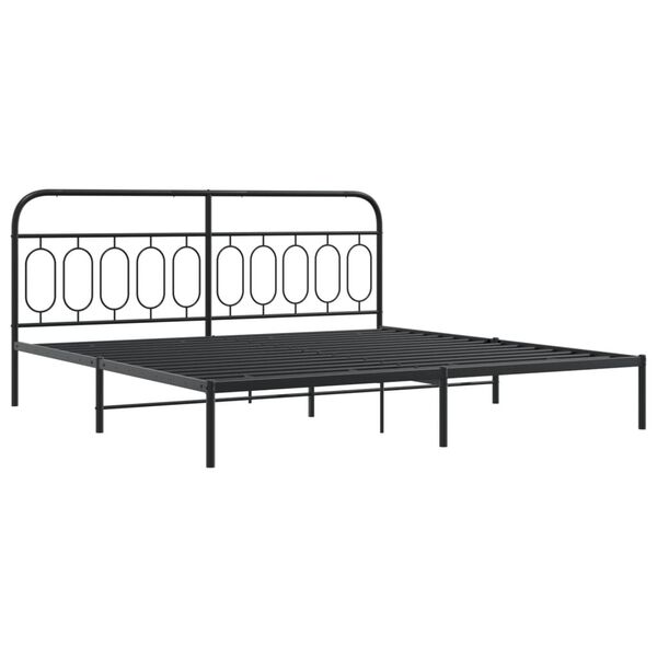 vidaXL Bedframe met hoofdbord metaal zwart 200x200 cm
