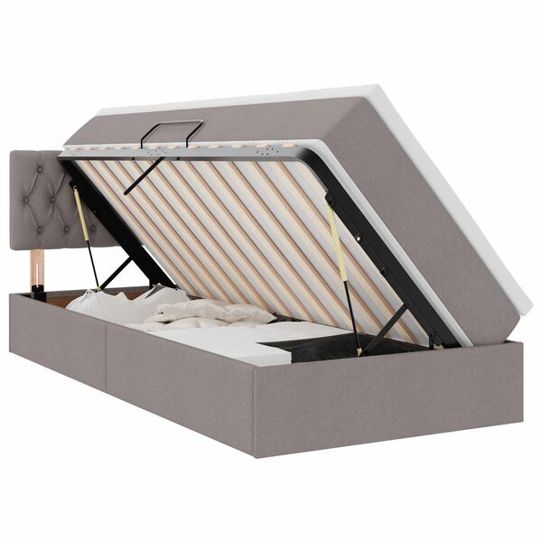 vidaXL Opbergbed met matras met matras Taupe 90 x 190 cm Bewerkt hout