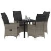 vidaXL Tuin eettafelset met kussen 5 pcs Grijs poly rattan