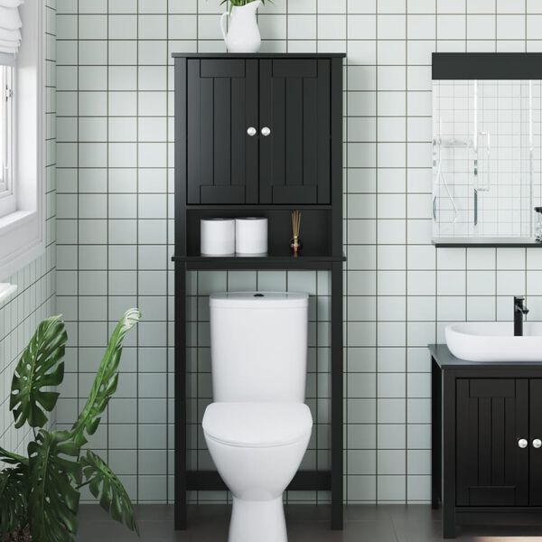 vidaXL Toiletmeubel BERG 60x27x164,5 cm massief hout zwart