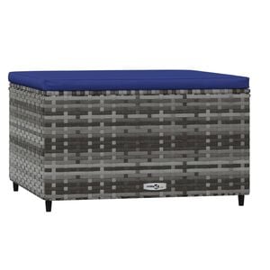 vidaXL Voetensteun met kussen poly rattan grijs