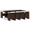 vidaXL 9-delige Tuinset met kussens poly rattan bruin