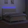 vidaXL Boxspring met matras en LED stof cr&egrave;mekleurig 180x200 cm