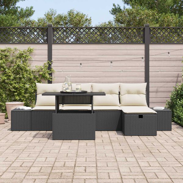 vidaXL Tuin Sofa Set 6 pcs Zwart poly rattan