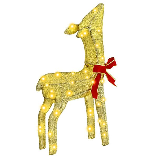 vidaXL Rendierfamilie met 300 LED 3 pcs Warmwit 68 x 26 x 127 cm Stof