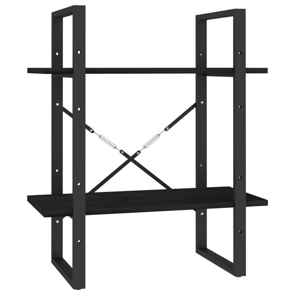 vidaXL Boekenkast met 2 schappen 60x30x70 cm massief grenenhout zwart