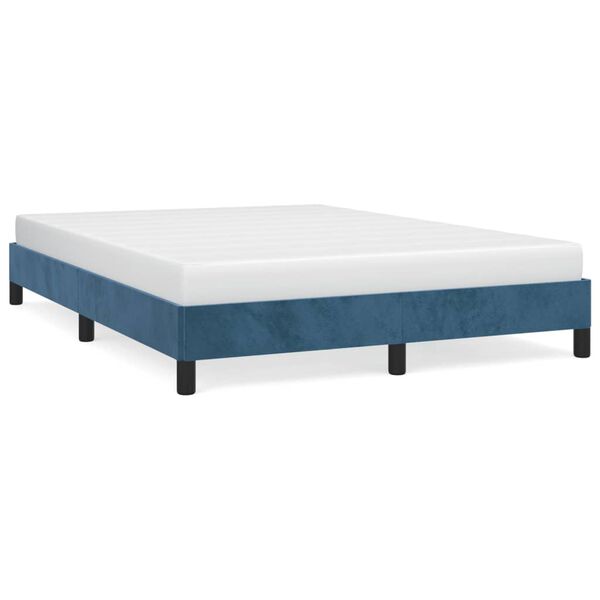 vidaXL Bedframe zonder matras 140x200 cm fluweel donkerblauw
