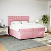vidaXL Boxspring met matras fluweel roze 200x200 cm