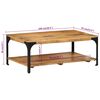 vidaXL Salontafel 2-laags 100x55x38 cm massief mangohout en staal