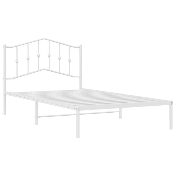 vidaXL Bedframe met hoofdbord metaal wit 107x203 cm