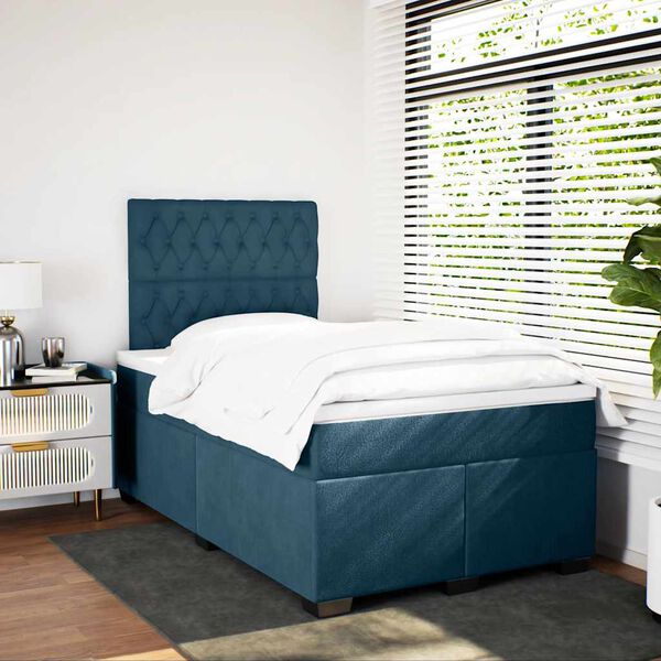 vidaXL Boxspring met matras fluweel blauw 120x190 cm