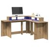 vidaXL Bureau met LED-verlichting 152x152x91 cm hout artisanaal eiken