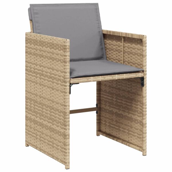 vidaXL 15-delige Tuinset met kussens poly rattan gemengd beige