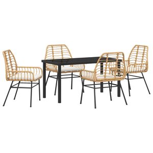 vidaXL Tuin eettafelset 5 pcs Bruin poly rattan
