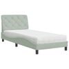 vidaXL Bed met matras fluweel lichtgrijs 90x190 cm
