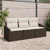 vidaXL Bankstel met kussen 3 pcs Bruin poly rattan