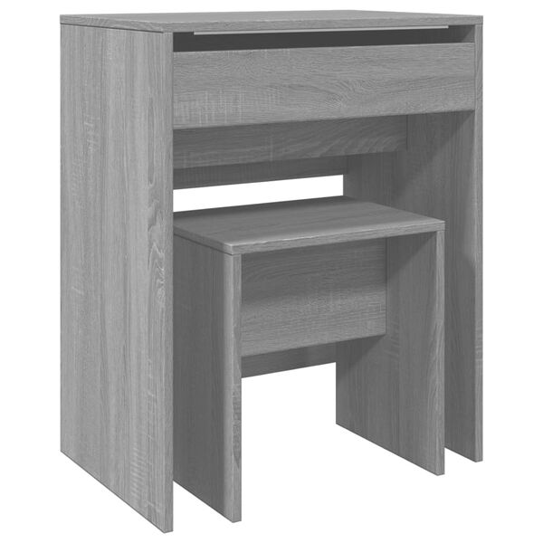 vidaXL Kaptafel met krukje 60x40x113,5 cm grijs sonoma