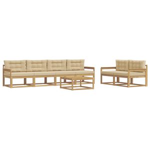 vidaXL Buiten bankenset 6 st Wit en Beige