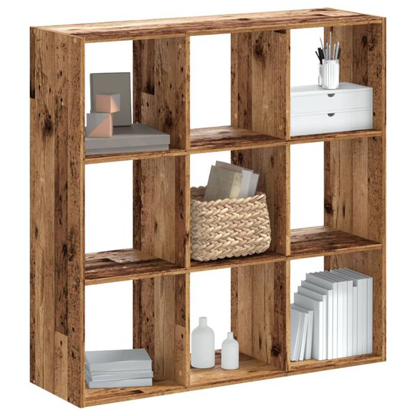 vidaXL Boekenkast 102x32x102 cm bewerkt hout oud houtkleurig