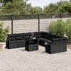 vidaXL 11-delige Loungeset met kussens poly rattan zwart