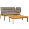 vidaXL 2-delige Loungeset pallet met kussens massief acaciahout