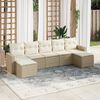 vidaXL 7-delige Loungeset met kussens poly rattan beige