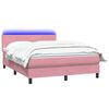 vidaXL Boxspring met matras en LED fluweel roze 160x220 cm