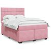 vidaXL Boxspring met matras fluweel roze 160x200 cm