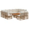 vidaXL Tuinbankenset 12 st Natuurlijk en Cr&egrave;me Wit poly rattan
