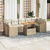 vidaXL 8-delige Loungeset met kussens poly rattan acacia beige