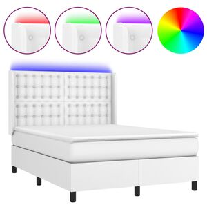 vidaXL Boxspring met matras en LED kunstleer zwart 140x190 cm