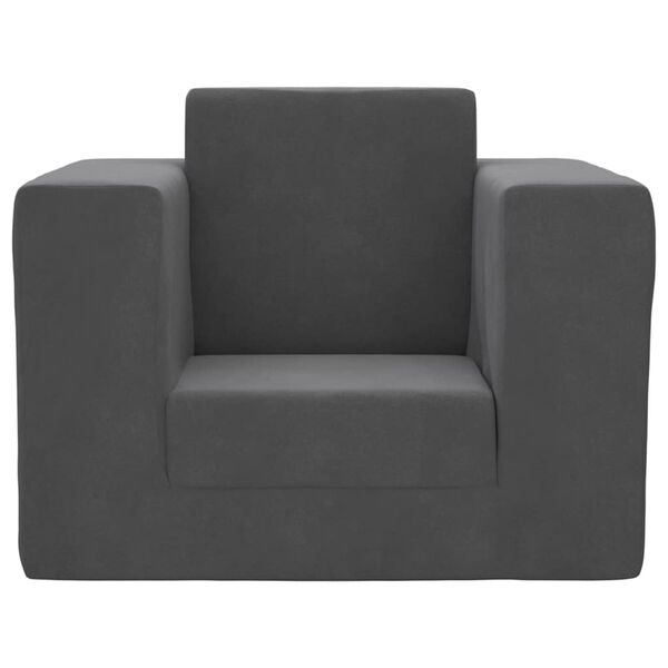 vidaXL Kinderslaapbank zacht pluche antracietkleurig