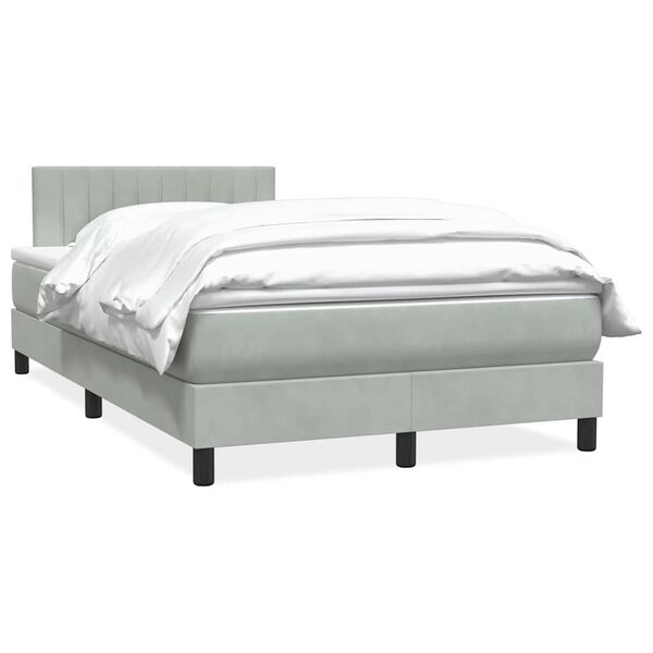 vidaXL Boxspring met matras fluweel lichtgrijs 120x220 cm