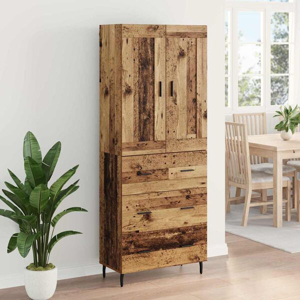 vidaXL Hoge kast met lade 2 pcs Oudhout Bewerkt hout