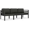 vidaXL 3-delige Loungeset met kussens aluminium antraciet