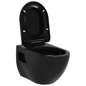 vidaXL Wandtoilet keramiek zwart