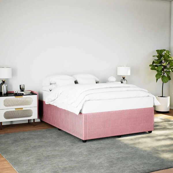 vidaXL Bedframe fluweel roze 140x190 cm