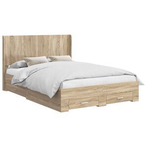 vidaXL Bedframe met opbergruimte en hoofdbord Sonoma Eiken