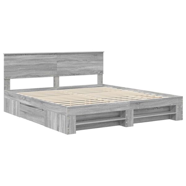vidaXL Bedframe met hoofdeinde Grijs Sonoma 180 x 200 cm Bewerkt hout